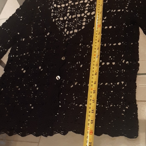 J. Jill Black🖤Crochet Sweater/Cardigan Size XS Lots of Stretch - Picture 6 of 8